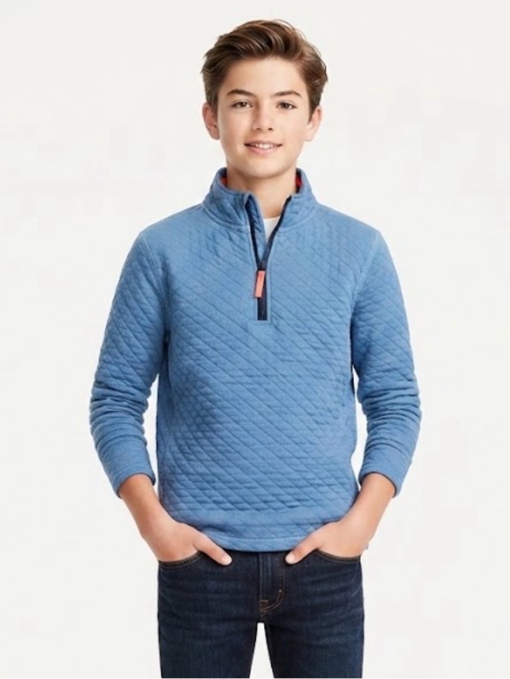 NWT Crewcuts J.Crew Blue Quilted 1/2-Zip Pullover Sweatshirt - Size XL (12-14)